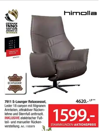 Zurbrüggen Himolla 7911 s-lounger relaxsessel Angebot