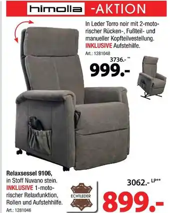Zurbrüggen Himolla relaxsessel 9106 Angebot