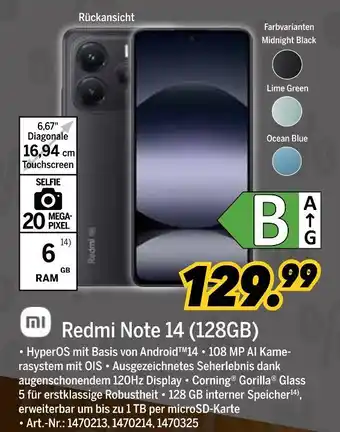 MEDIMAX Xiaomi redmi note 14 (128gb) Angebot