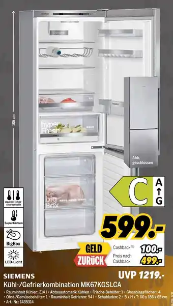 MEDIMAX Siemens kühl-/gefrierkombination mk67kgslca Angebot