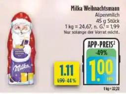 diska Milka Weihnachtsmann Alpenmilch Angebot