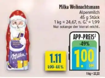 diska Milka Weihnachtsmann Alpenmilch Angebot