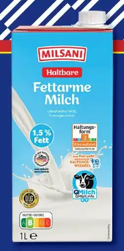 Aldi Nord Milsani Haltbare fettarme Milch Angebot