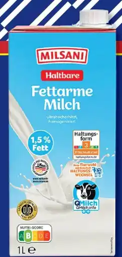 Aldi Nord Milsani Haltbare fettarme Milch Angebot