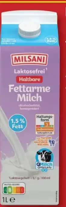 Aldi Nord Milsani Laktosefreie Fettarme H-Milch Angebot