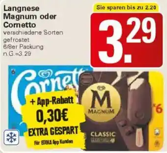 WEZ Langnese Magnum oder Cornetto Angebot
