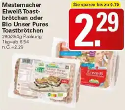 WEZ Mestemacher Eiweiß Toastbrötchen oder Bio Unser Pures Toastbrötchen Angebot