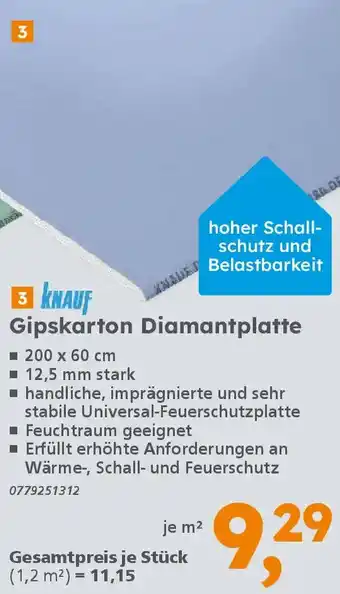 Globus Baumarkt KNAUF Gipskarton Diamantplatte Angebot