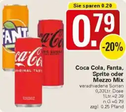 WEZ Coca Cola, Fanta, Sprite oder Mezzo Mix Angebot