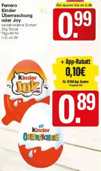 WEZ Ferrero Kinder Überraschung oder Joy Angebot