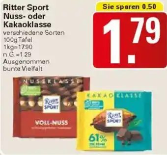 WEZ Ritter Sport Nuss- oder Kakaoklasse Angebot