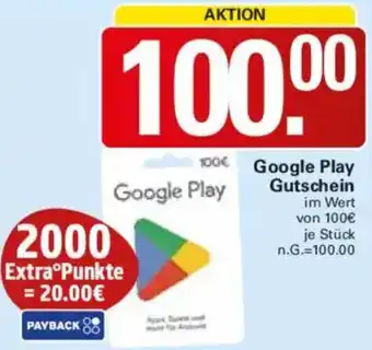 WEZ Google Play Gutschein Angebot
