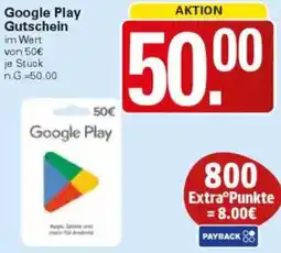 WEZ Google Play Gutschein Angebot