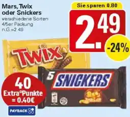 WEZ Mars, Twix oder Snickers Angebot