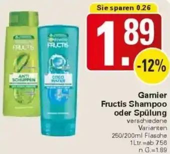 WEZ Garnier Fructis Shampoo oder Spülung Angebot