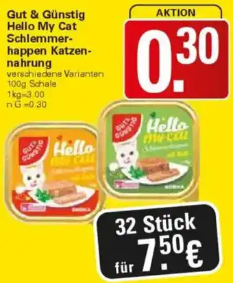 WEZ Gut & Günstig Hello My Cat Schlemmerhappen Katzennahrung Angebot