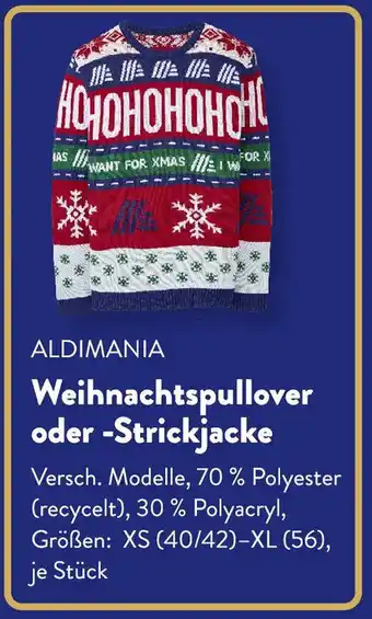 Aldi Süd ALDIMANIA Weihnachtspullover oder Strickjacke Angebot