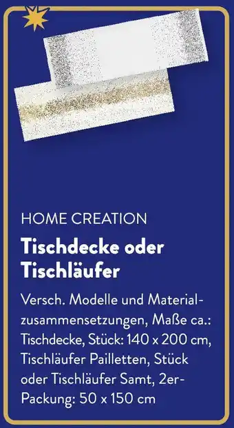 Aldi Süd HOME CREATION Tischdecke oder Tischläufer Angebot