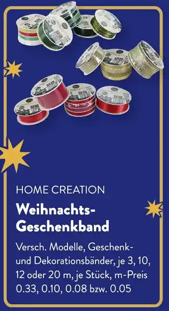 Aldi Süd HOME CREATION Weihnachts Geschenkband Angebot