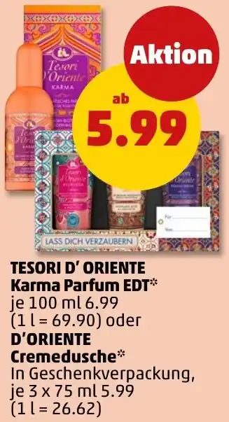 PENNY TESORI D' ORIENTE Karma Parfum EDT oder D'ORIENTE Cremedusche Angebot