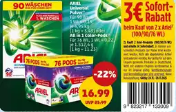 PENNY ARIEL Universal Pulver oder All in 1 Color-Pods Angebot