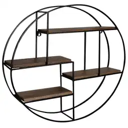 Netto Marken-Discount KADIMA DESIGN Rundes Wandregal in Industrial-Design, 70x70x18 cm, Massivholz Mango & Metall Angebot
