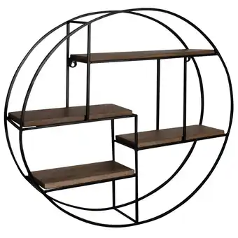 Netto Marken-Discount KADIMA DESIGN Rundes Wandregal in Industrial-Design, 70x70x18 cm, Massivholz Mango & Metall Angebot