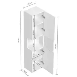 Netto Marken-Discount Badezimmer Hochschrank 150cm Softclose Wandmontage Glaselement weiß Hgl Angebot