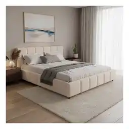 Netto Marken-Discount Juskys Polsterbett Florenz - Bubble Design, gepolstertes Kopfteil, Bouclé - 180 x 200 cm - Creme Angebot