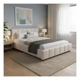 Netto Marken-Discount Juskys Polsterbett Florenz - Bubble Design, gepolstertes Kopfteil, Bouclé - 140 x 200 cm - Creme Angebot