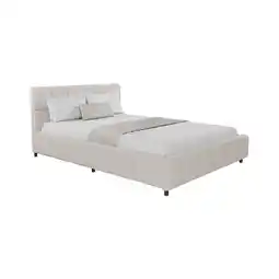 Netto Marken-Discount Juskys Polsterbett Florenz - Bubble Design, gepolstertes Kopfteil, Bouclé - 180 x 200 cm - Beige Angebot