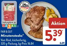 Aldi Süd FAIR & GUT Minutensteaks Angebot