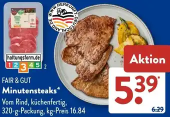 Aldi Süd FAIR & GUT Minutensteaks Angebot