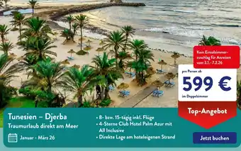 Aldi Süd Tunesien - Djerba Traumurlaub direkt am Meer Angebot