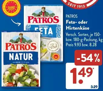 Aldi Süd PATROS Feta- oder Hirtenkäse Angebot