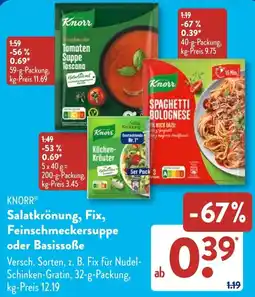 Aldi Süd KNORR Salatkrönung, Fix, Feinschmeckersuppe oder Basissoẞe Angebot