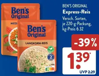 Aldi Süd BEN'S ORIGINAL Express-Reis Angebot