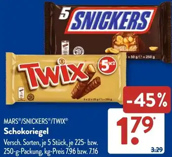 Aldi Süd MARS/SNICKERS/TWIX Schokoriegel Angebot