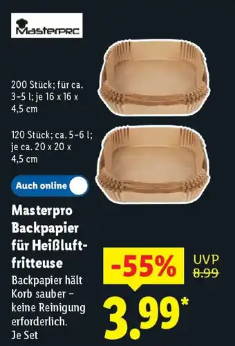 Lidl Masterpro Backpapier für Heißluftfritteuse Angebot