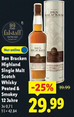 Lidl Ben Bracken Highland Single Malt Scotch Whisky Peated & Smokey 12 Jahre Angebot