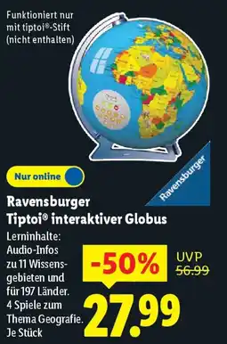 Lidl Ravensburger Tiptoi interaktiver Globus Angebot