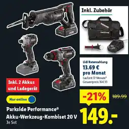 Lidl Parkside Performance Akku-Werkzeug-Kombiset 20 V Angebot