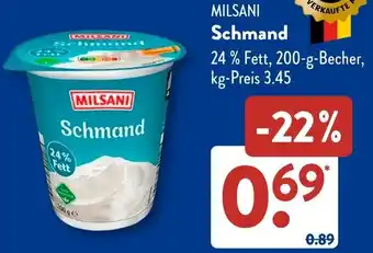 Aldi Süd MILSANI Schmand Angebot