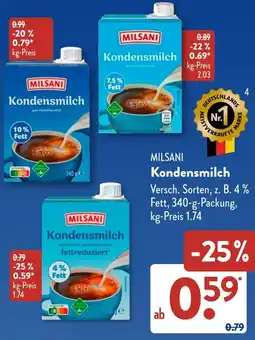 Aldi Süd MILSANI Kondensmilch Angebot