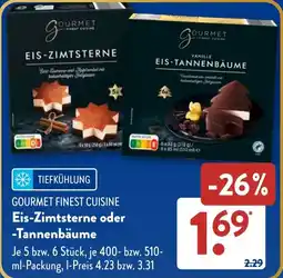 Aldi Süd GOURMET FINEST CUISINE Eis-Zimtsterne oder Tannenbäume Angebot