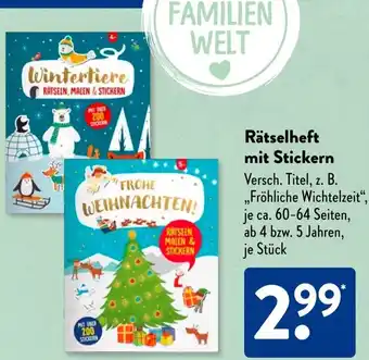 Aldi Süd Rätselheft mit Stickern Angebot