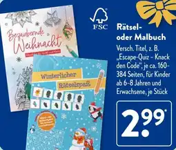 Aldi Süd Rätsel- oder Malbuch Angebot