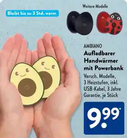 Aldi Süd AMBIANO Aufladbarer Handwärmer mit Powerbank Angebot