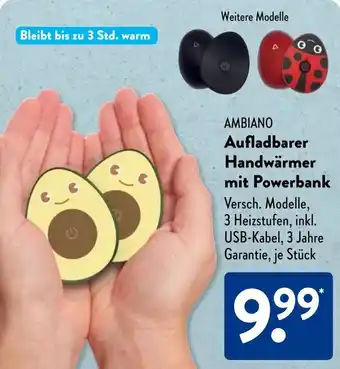 Aldi Süd AMBIANO Aufladbarer Handwärmer mit Powerbank Angebot