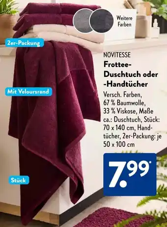 Aldi Süd NOVITESSE Frottee Duschtuch oder Handtücher Angebot